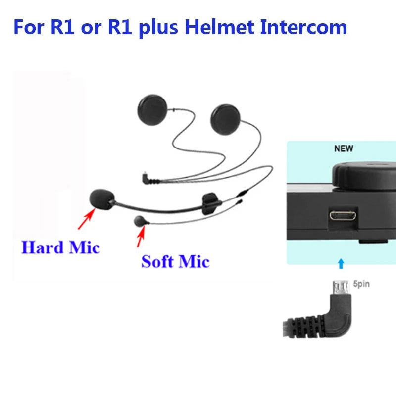 FreedConn Original Accessories Hard/Soft Microphone 5 Pin Clip for R1 & R1-PLUS Full/Open Face Helmet Intercom Headset