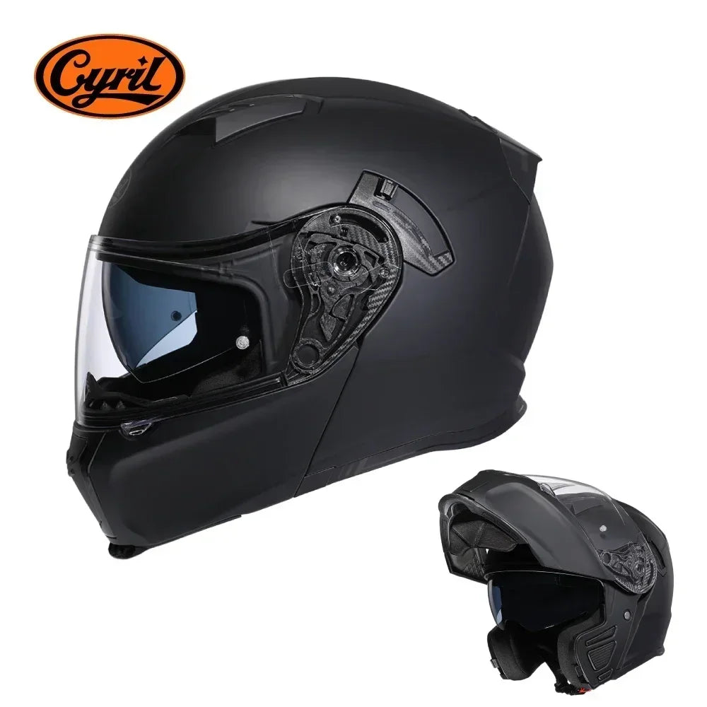 Motorcycle Helmet Dual Visor Modular Flip Up Full Face Helmet for Adult Men Women DOT Approved Casco Moto CYRIL AH121