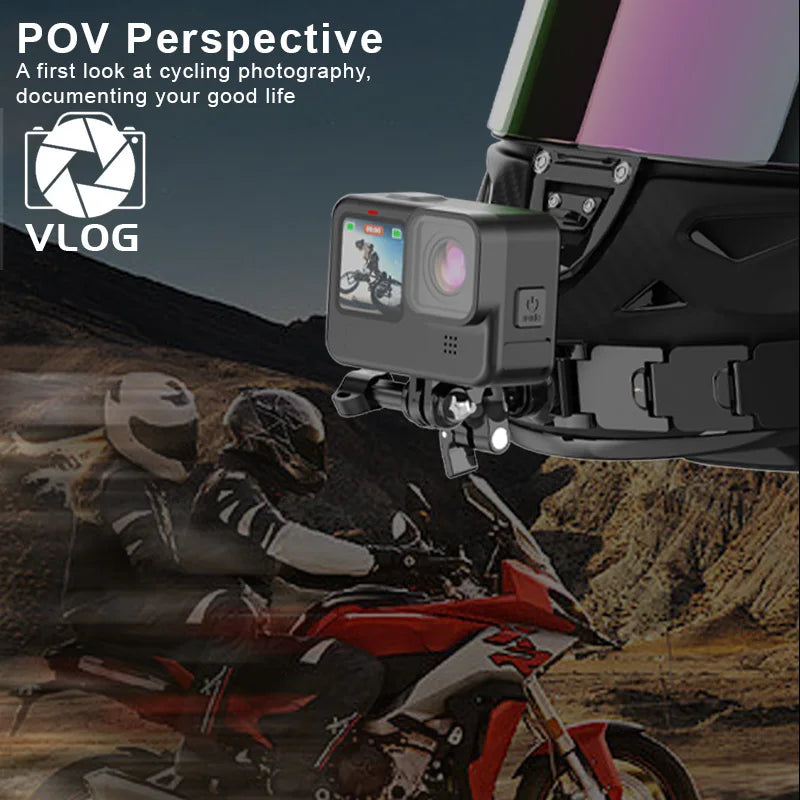 Helmet Chin Mount Camera Mount for GoPro Hero 12 11 10 9 8 7 5 Yi 4K for Insta360 Camera Foldable Front Chin Mount Accessory