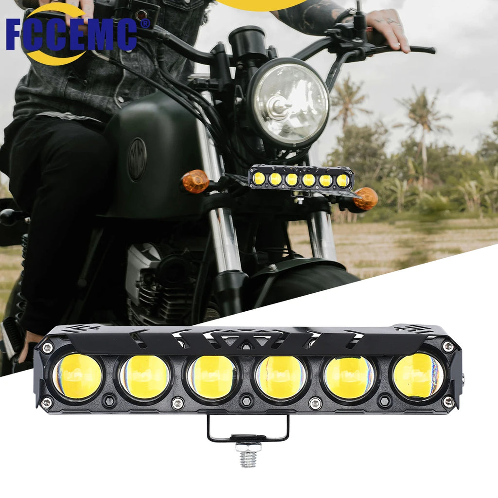 Motorcycle LED Spotlight Dual Color Hi/Low Beam Spot Fog Lamp For Jeep Truck Tractor SUV ATV 4x4 Offroad Driving Headlight 12V