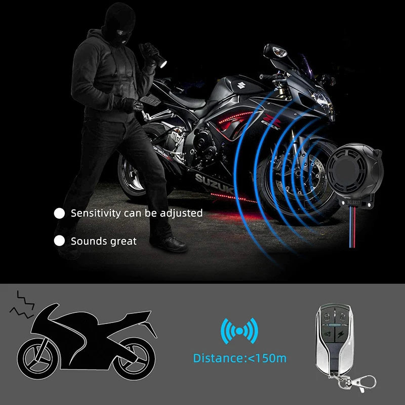 Dual Remote Control 12V Bike Scooter Motor Alarm System Car Keyring Motorcycle Alarm Security System Motorcycle Theft Protection
