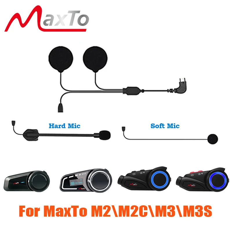 Maxto M2 M2C M3 M3S Headset Accessories USB Interface Headphone With Soft & Hard Microphone Suit For Motorcycle Full/Face Helmet