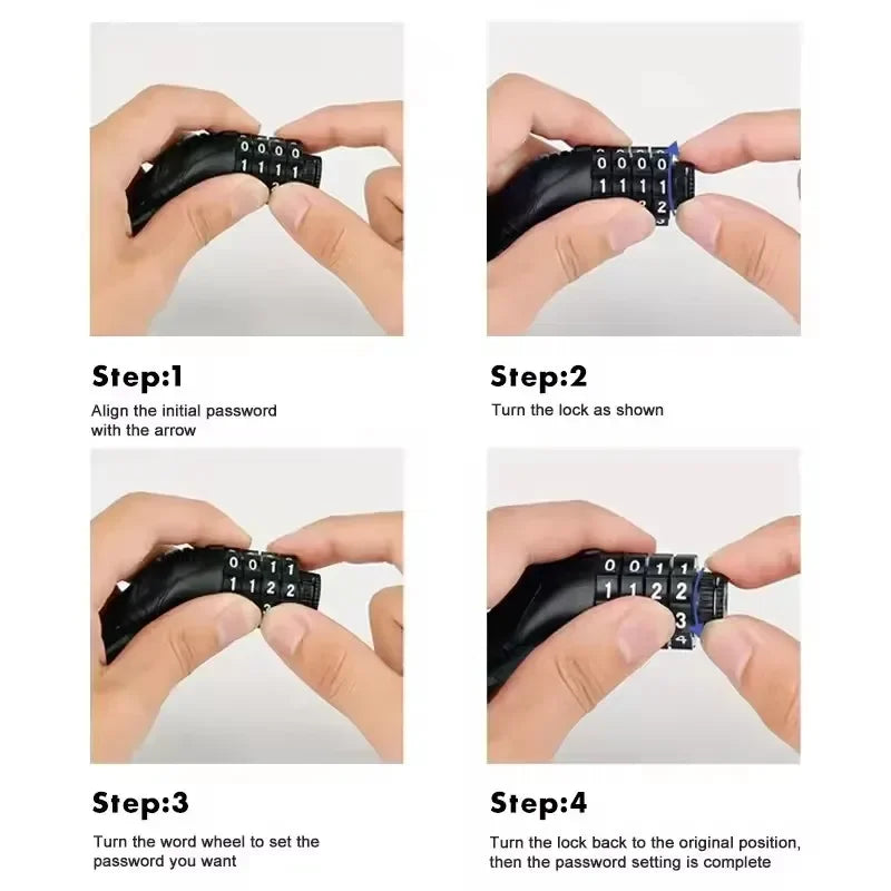 Reinforced Motorcycle 4-digit Code Anti-theft Lock Reinforced Mountain Bike Road Bike Security Lock Portable Accessories