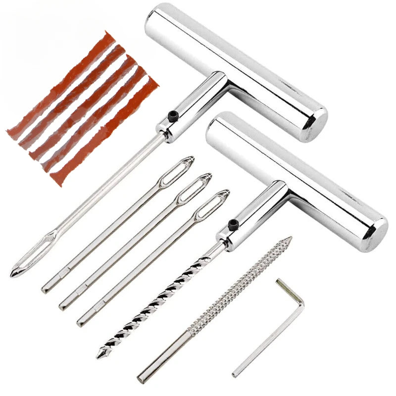 12Pcs New Car Tire Repair Tool Set with T-Handle Plug, Tire Repair Replacement Needles for Efficient Fixing