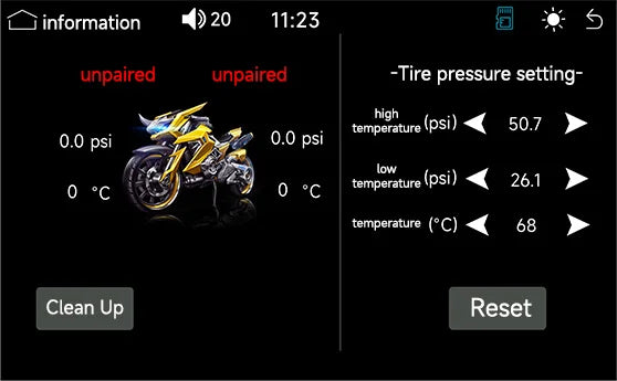 JIUYIN Tire Pressure sensor for Motorcycle Wireless Carplay Android Auto Portable Navigation GPS Screen