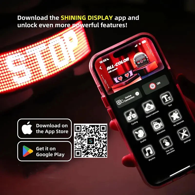 LED Helmet Display ,Motorcycle Helmet Tail Light Helmet Warning Light Moto Accessories