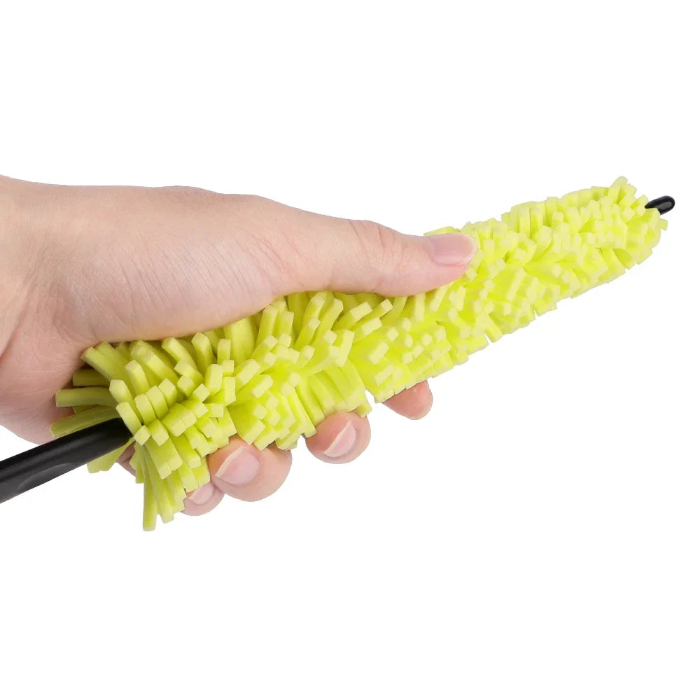 Motorcycle 29cm Sponge Brush Wheel Rims Washer Car Hubcaps Wash Auto Cleaning Tool With Handle Bicycle Dirt Pit Bike Accessories