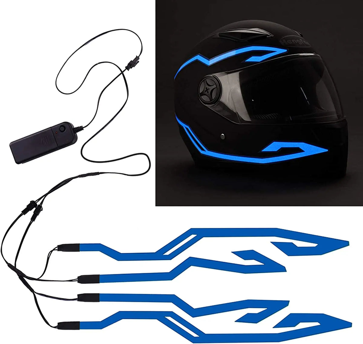 Motorcycle Helmet Light Night Riding Signal Helmet 4 in 1 EL Light 3 Mode Led Helmet Light Strip Decoration Accessories Kit