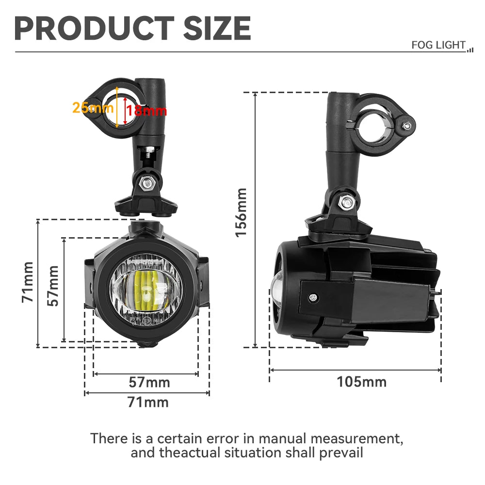 Auxiliary Lights LED Spot Driving Fog Lights for R1200GS F800GS K1600 Universal Motorcycle 40W 6000K Fog Lamps