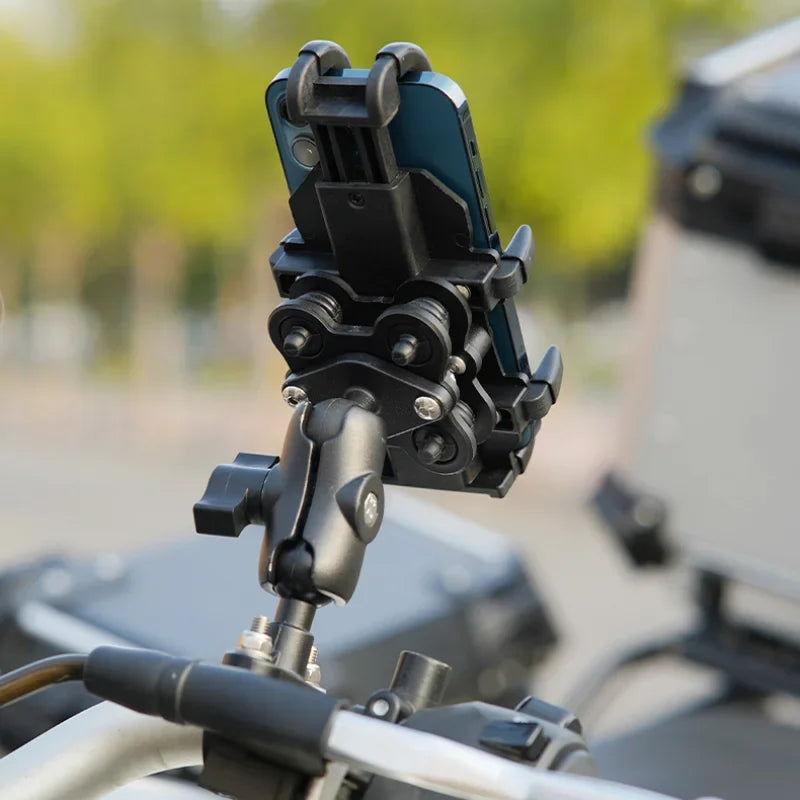 Universal Motorcycle Bike Phone Holder Aluminum Bicycle Riding Handlebar Clamp Rearview Mirror Navigation Bracket GPS Shockproof