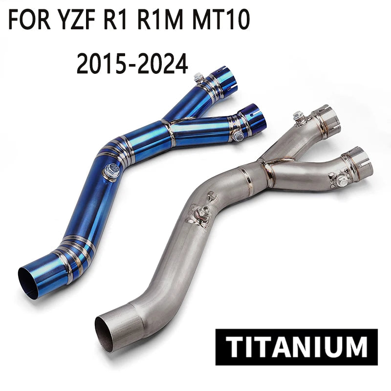 Slip On Motorcycle Exhaust Racing Line Titanium Alloy Middle Pipe Connect Interface For YZF R1 R1M MT10 R1 2015-2024