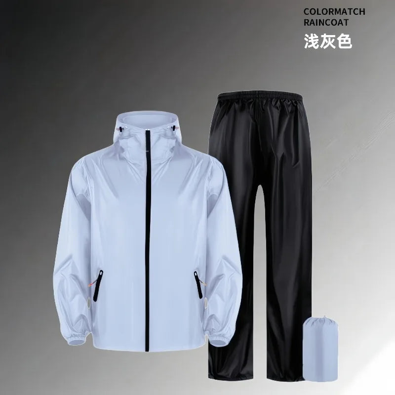 Raincoat Rain Pants Set Thin Men's  Women's Split Rainstorm-proof Cycling Motorcycle Electric Vehicle Impermeable Motociclista