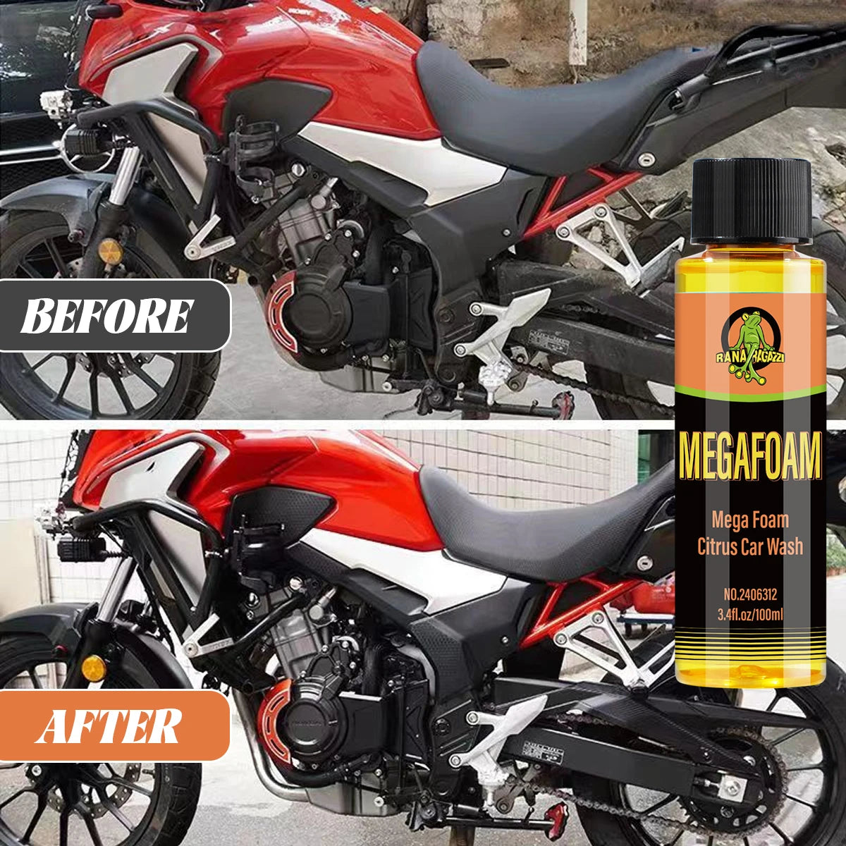 Motorcycle Wash Mega Foam Natural Citrus Scent Shampoo High Concentration  Wash Super Foam Cleaner Supplies MEGAFOAM RG312