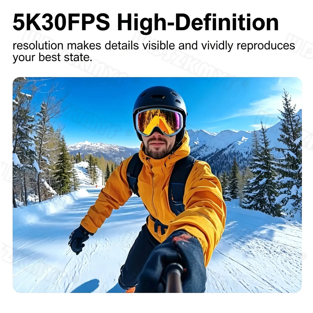 5K Action Camera 5K 60FPS 6-Axis Touch Screen Stabilization Pocket Sports Camera Waterproof Bodycam For Motorcycle/Cycling Vlog