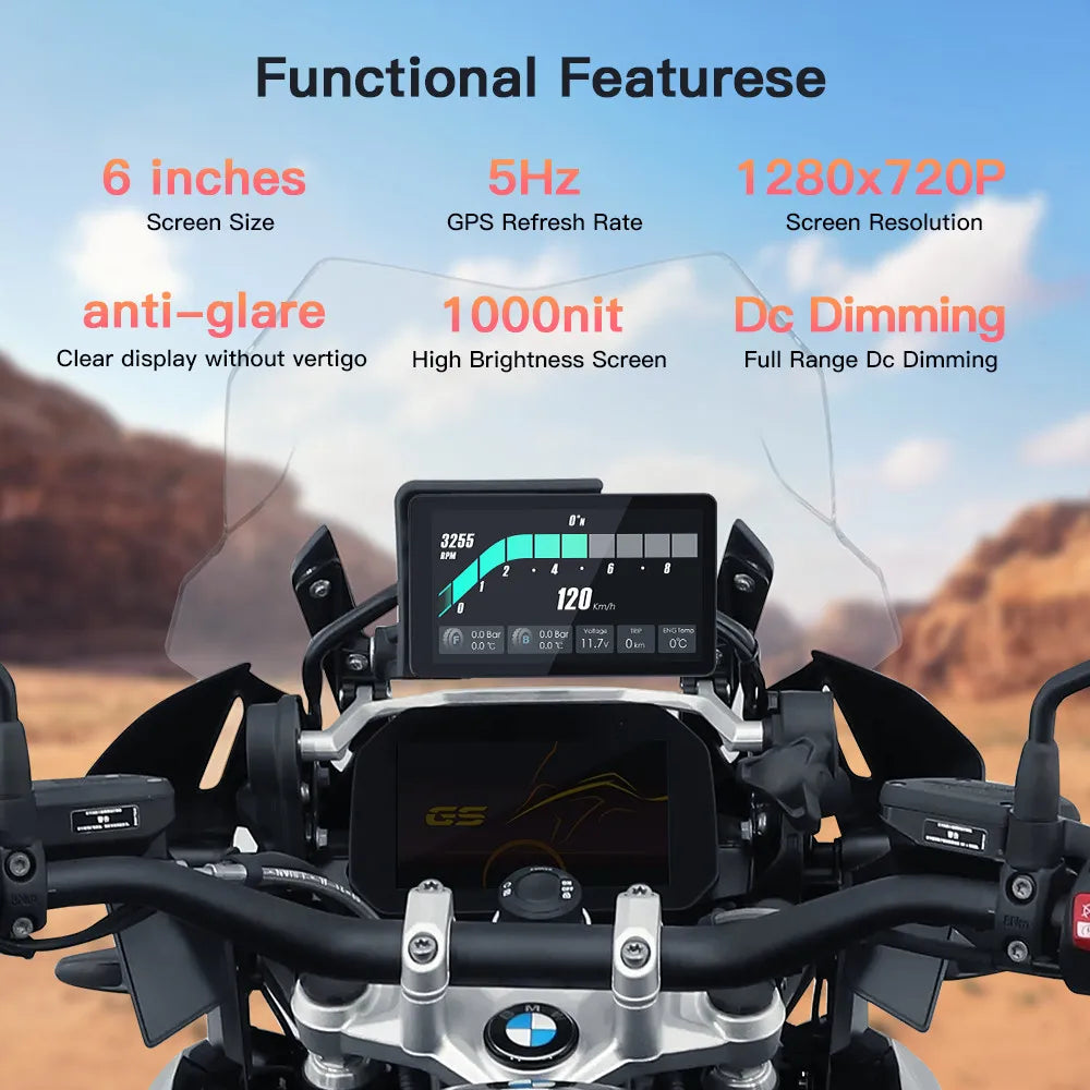 CARABC 6" Motorcycle Navigation Wireless Carplay Android Auto For BMW F750GS XR M1000 R1200GS R1250GS R1300GS S1000XR