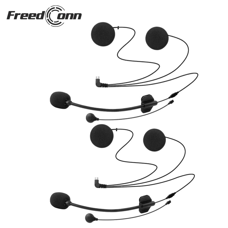 2pcs Headphone Microphone Accessories 2 In 1 Earphone Suit for Freedconn TCOM OS TCOMSC FDC-VB TCOM02 Motorcycle Helmet Intercom