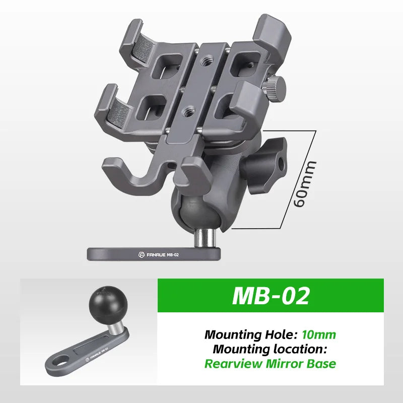 FANAUE Motorcycle Bike Phone Holder Mount Aluminum Alloy with Vibration Dampener ATV/ UTV Bike Scooter Handlebar GPS Clip