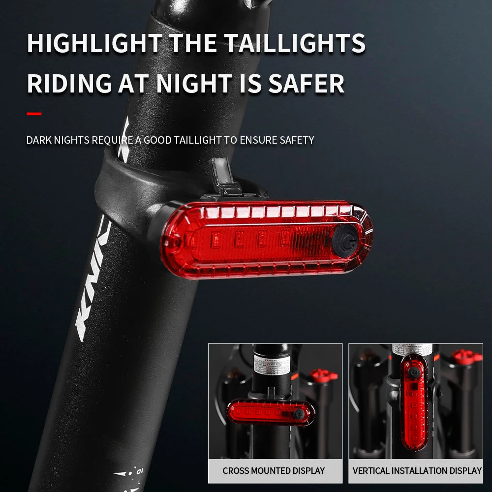 Bright Bike Cycling Safety Rear Flashlight USB Rechargeable LED Bicycle Tail Light 5 Modes Durable for Road MTB Night Riding