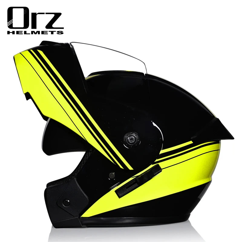 ORZ Latest DOT Approved Safety Modular Flip Motorcycle Helmet Voyage Racing Dual Lens Helmet Interior Visor