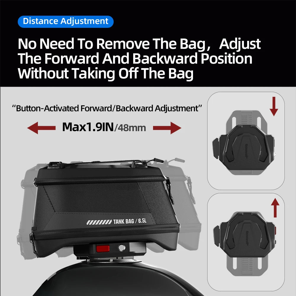 Rhinowalk Motorcycle Magnetic Tank Bag 6.5L Waterproof Dry Quick Release Bag for BMW KTM Honda Install Base Sold Separately