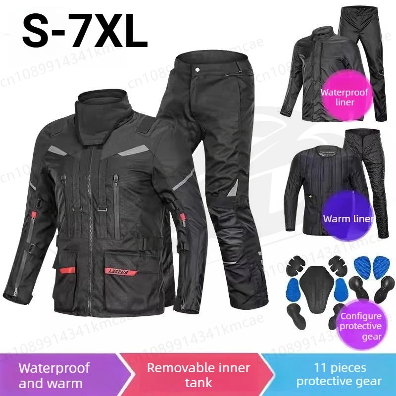 Large Size Cycling Suit, Rally Suit Four-season Warm Motorcycle Drop-proof Winter Waterproof Large Locomotive Travel Suit