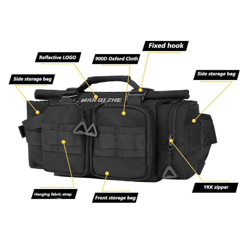 FEHER Motorcycle Waist Bag Waterproof Oxford Cloth Material Motorbike Travel Bag MQZ-105 Tear-resistant Outdoor Riding Gear