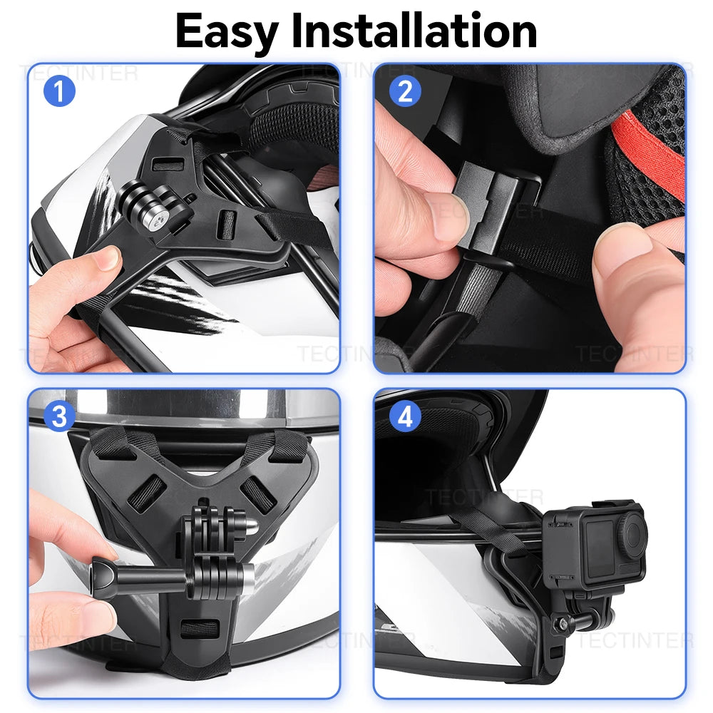 Motorcycle Helmet Chin Mount Strap for GoPro Hero DJI Osmo Insta360 SJCAM Bracket Holder for Action Sports Camera Accessories