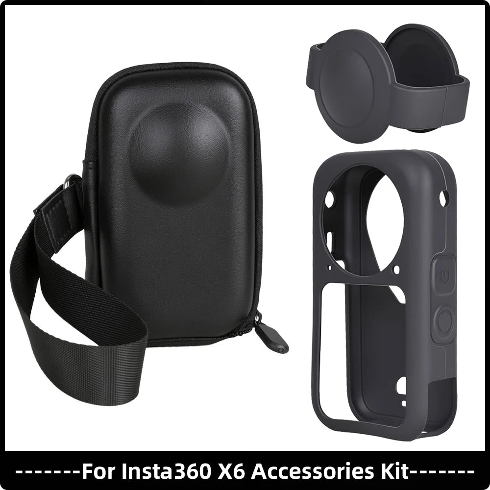 Accessories Set for Insta360 X6 Lens Guard Screen Protector Storage Bag Silicone Case Lens Cap Protective Frame for Insta 360 X6