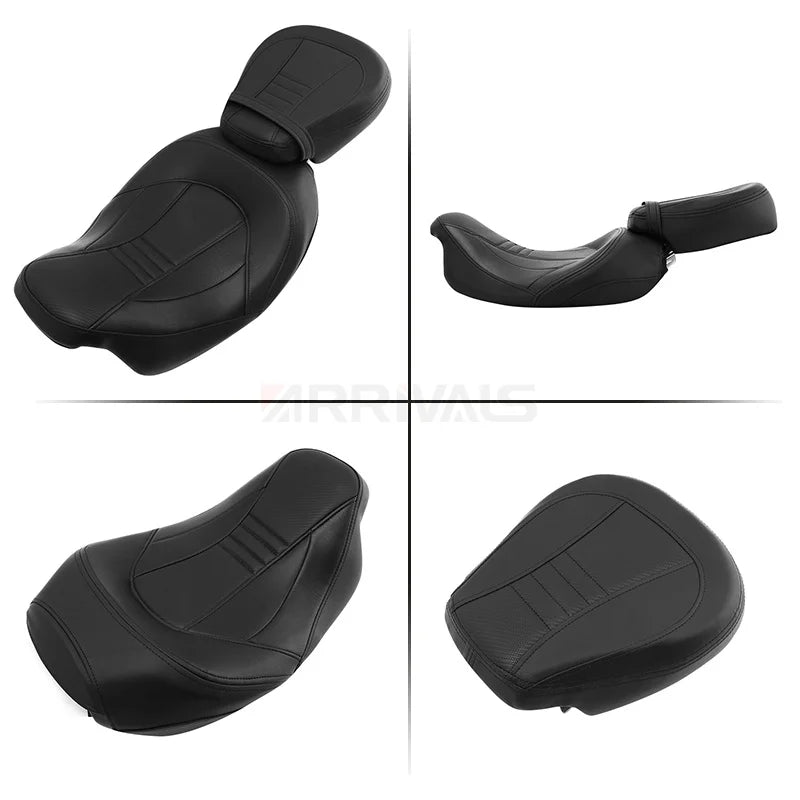 Motorcycle Low-Profile Driver Passenger Pillion Two Up Seat For Harley Touring CVO Street Glide Road King 1998-2008 2009-2022