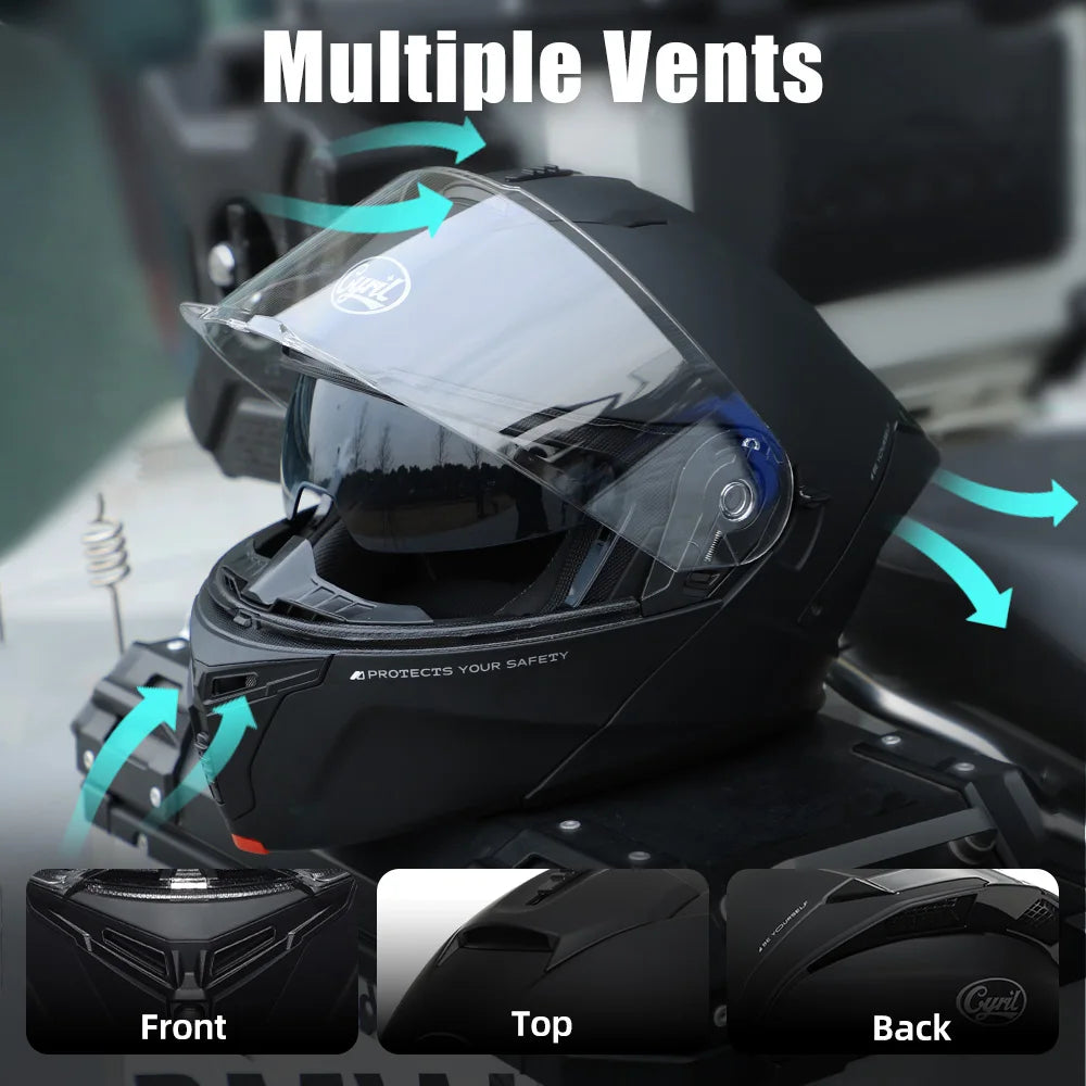 Flip Up Motorcycle Helmet ECE Certified Men and Women Modular Full Face Open Face Moto Helmets DOT Approved