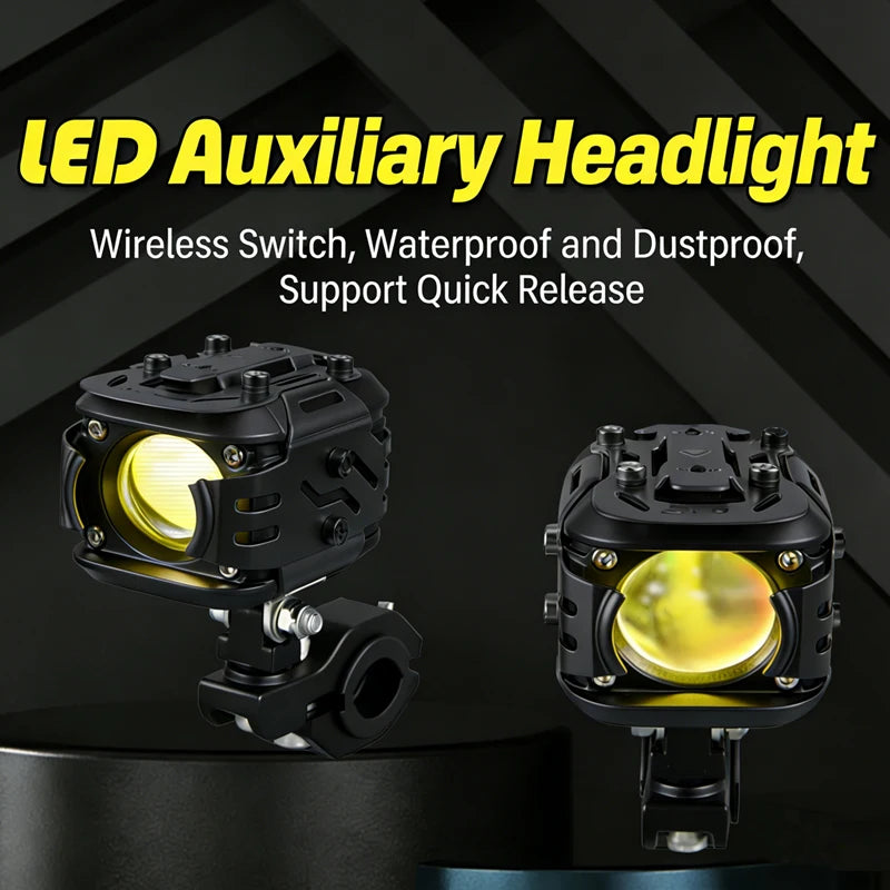 J01/J03 Wireless Switch Motorcycle Front Auxiliary Spotlight 7200 Lumens Electric Vehicle LED Beads Far And Near Light Tangent