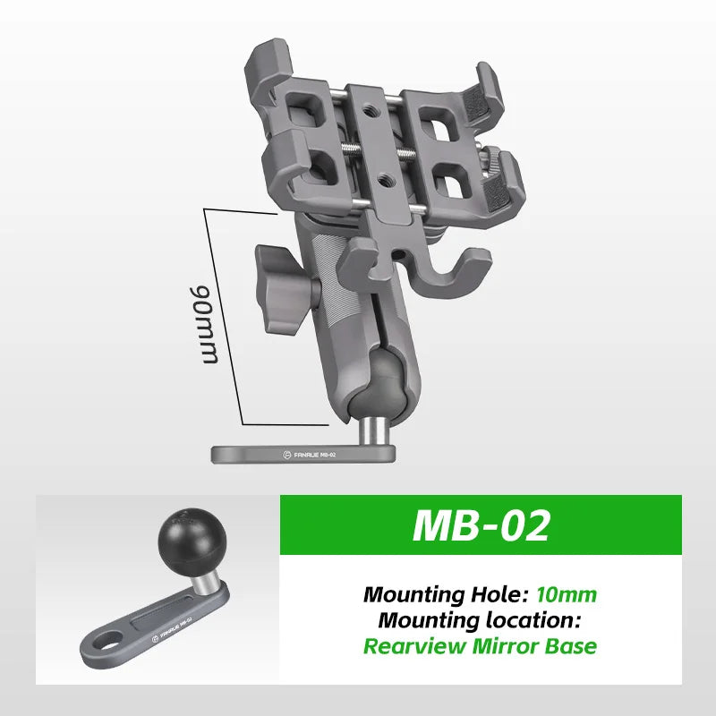 FANAUE Motorcycle Bike Phone Holder Mount Aluminum Alloy with Vibration Dampener ATV/ UTV Bike Scooter Handlebar GPS Clip