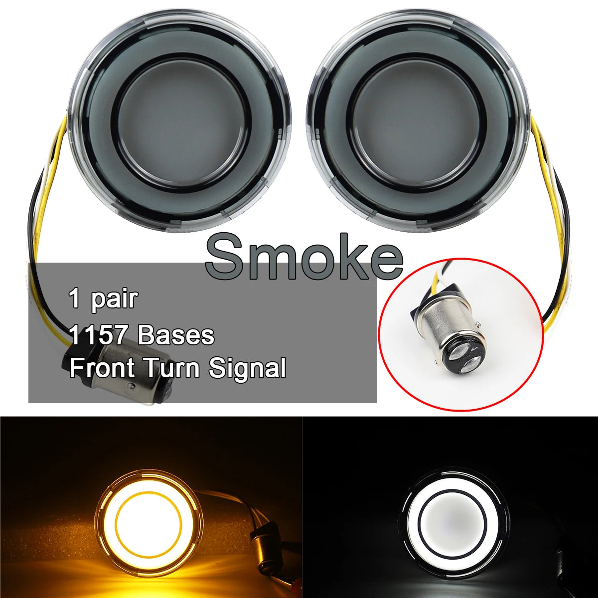 2" LED Turn Signal 1157 Bases Motorcycle Front Turn Singal Light for Softail Touring Dyna Sportster Road King Glide