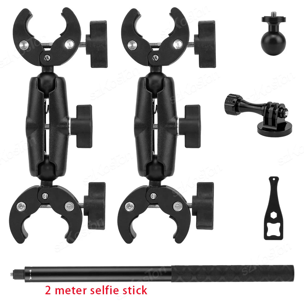 For Insta360 X3 X4 Motorcycle Bicycle Panoramic Selfie Stick Monopod Mount Handlebar Bracket For GoPro 13 12 11 10 DJI Accessory
