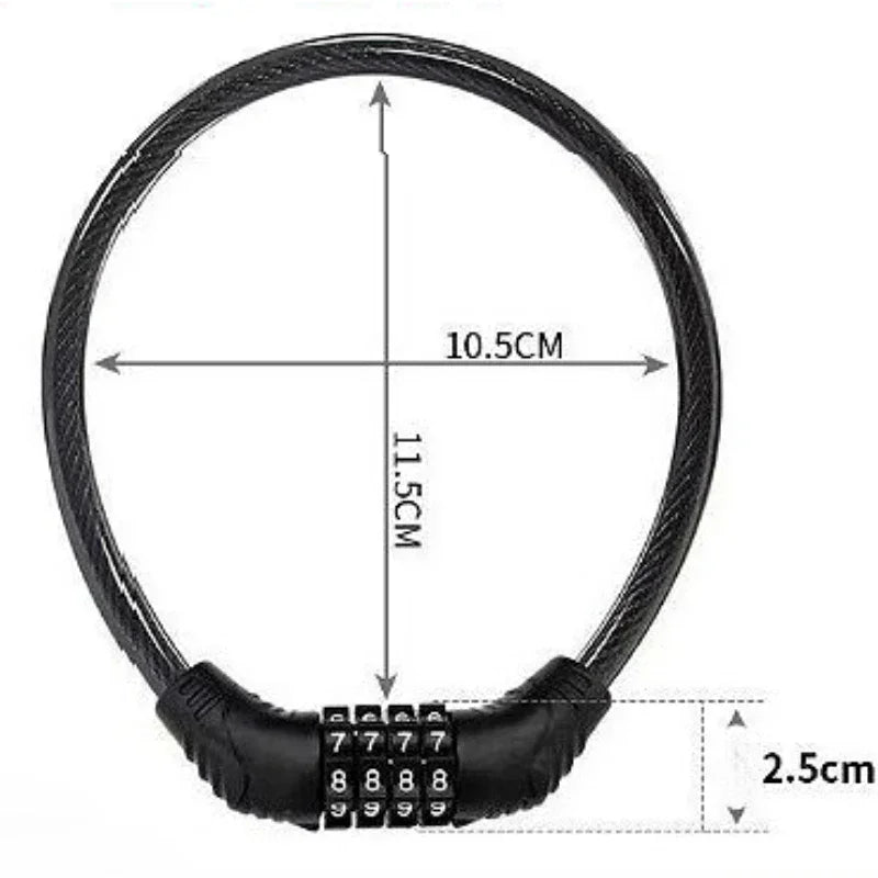 Reinforced Motorcycle 4-digit Code Anti-theft Lock Reinforced Mountain Bike Road Bike Security Lock Portable Accessories