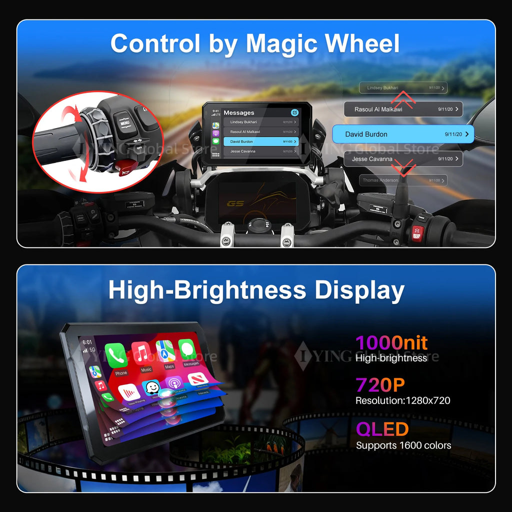 B7pro Wireless Andriod Auto Carplay Screen for Bmw XR M1000 R1200GS R1250GS S1000XR R1300GS 7 Inch Portable Motorcycle Navigator