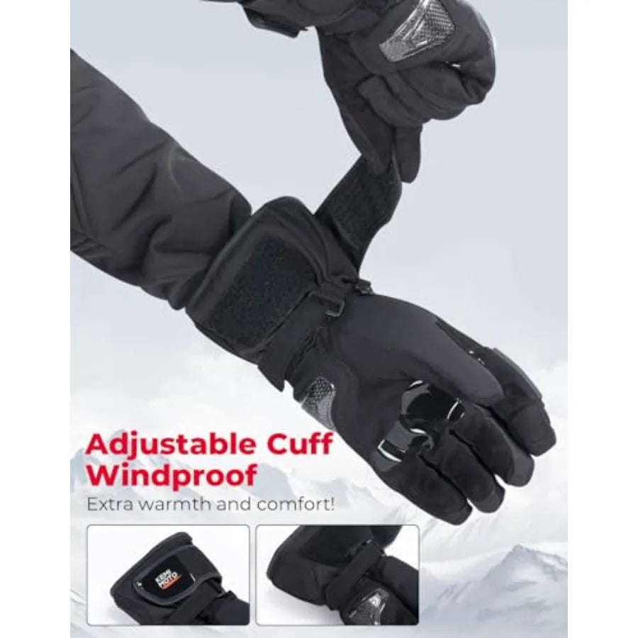 Motorcycle Winter Gloves for Men: Warm Touchscreen Tactical Riding Gloves with Carbon Fiber Protection, Black, Rainproof Windpr