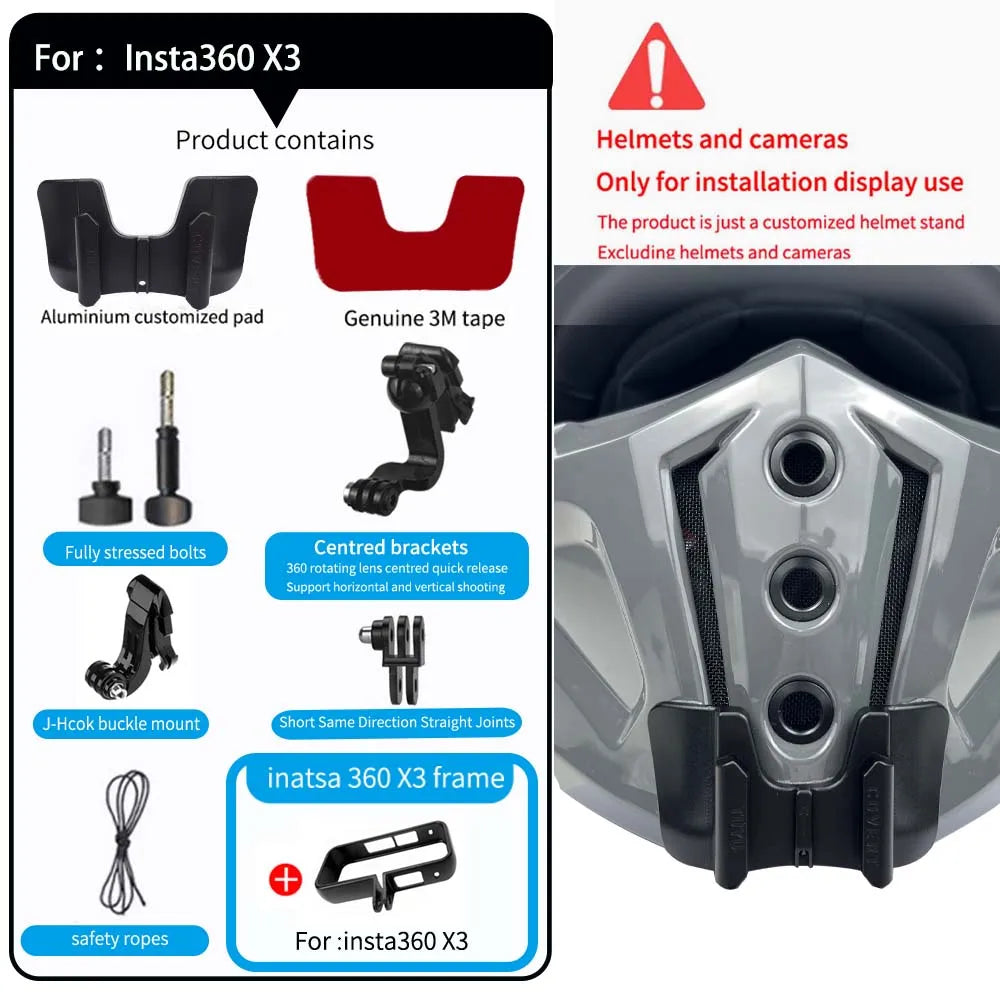 TUYU SCORPION EXO-Covert X Helmet Custom Aluminium Chin Mount for GoPro Hero12 11 10 9 8 Insta360 X4 X3 X2 One Rs DJI 3 4 Camera