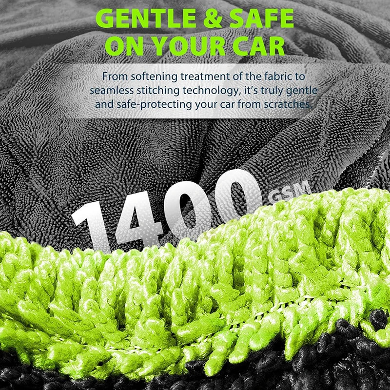 1400GSM Ultra-Thick Drying Towel for Car/Motorcycle Oversized 60x120cm Cleaning Cloth Soft High Absorbent Car Detailing Towel