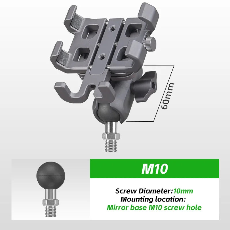 FANAUE Motorcycle Bike Phone Holder Mount Aluminum Alloy with Vibration Dampener ATV/ UTV Bike Scooter Handlebar GPS Clip