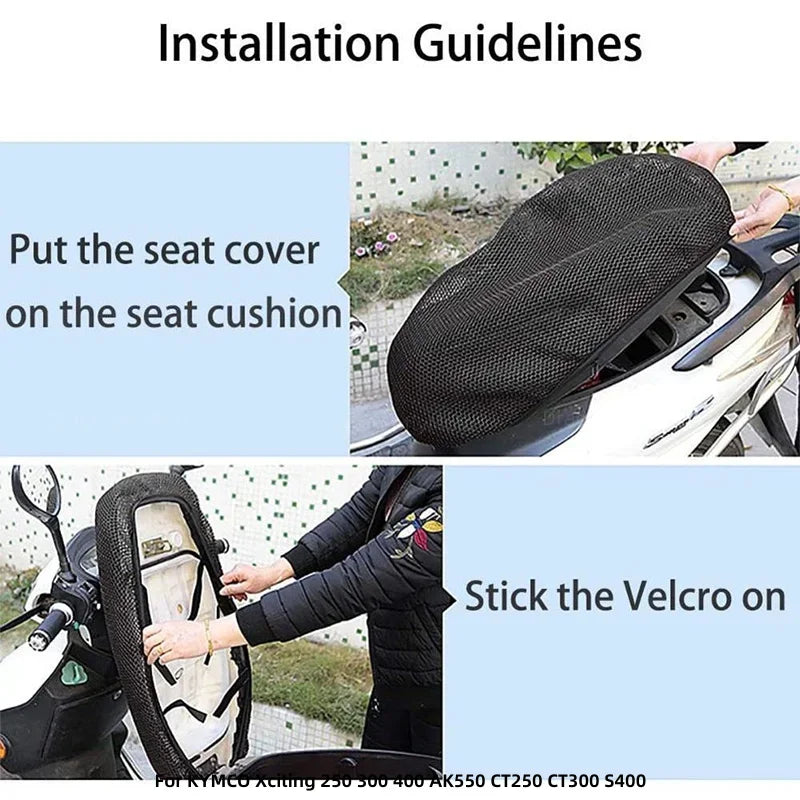 For KYMCO Xciting 250 300 400 AK550 CT250 CT300 S400 Summer 3D Mesh Motorcycle Seat Cover Sunscreen Breathable Scooter Electric