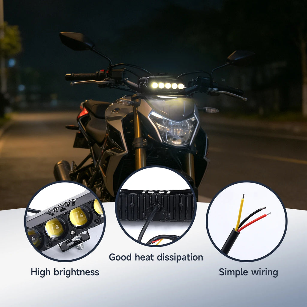 Motorcycle LED Spotlight Dual Color Hi/Low Beam Spot Fog Lamp For Jeep Truck Tractor SUV ATV 4x4 Offroad Driving Headlight 12V