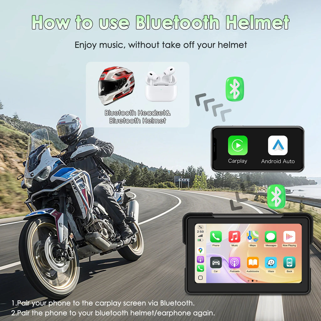 7 inch Motorcycle Carplay Screen For BMW GPS Navigation Dual Bluetooth Android Auto For BMW R1200GS ADV/ R1250GS ADV/S1000XR