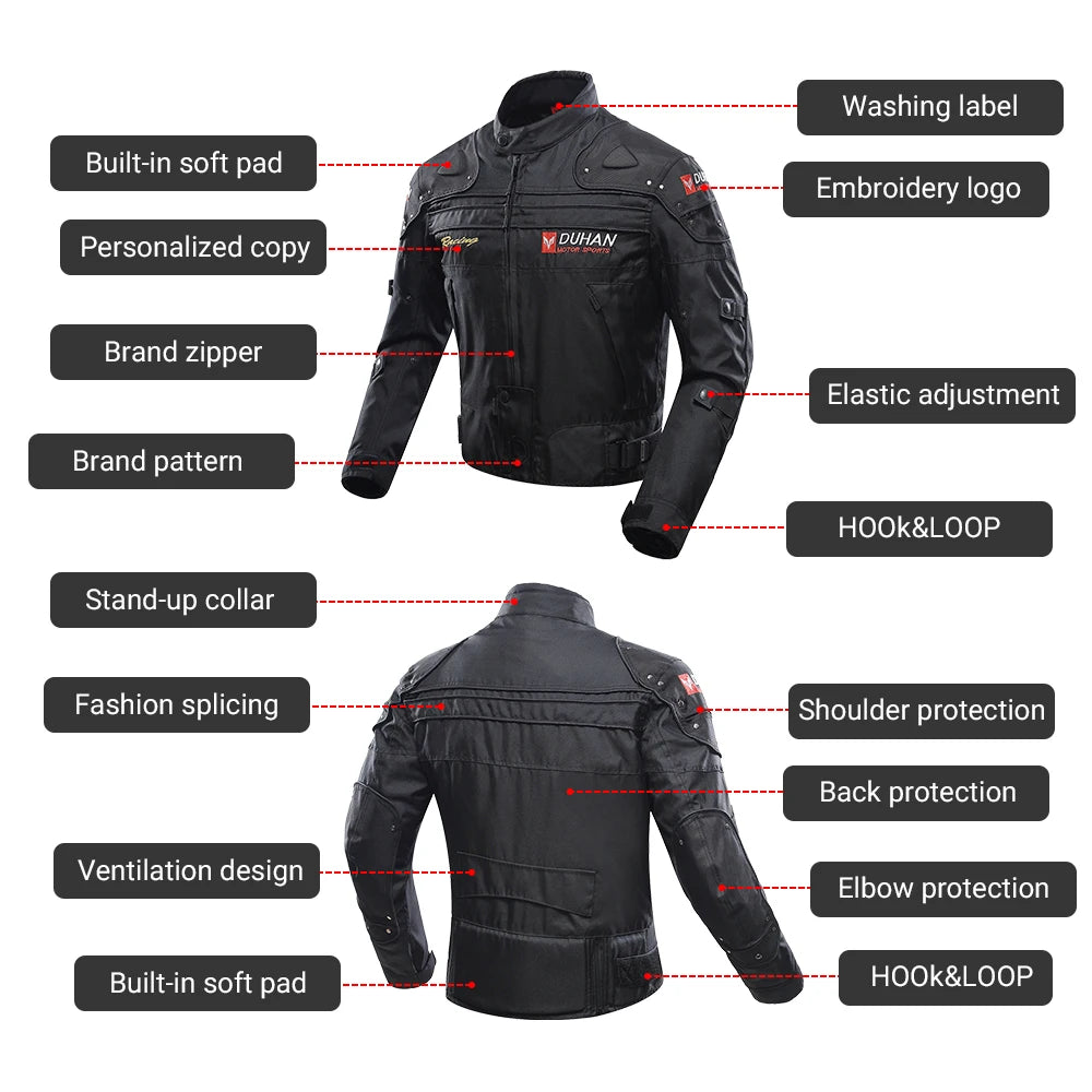Motorcycle Riding Jacket Waterproof And Warm Off-road Motorcycle Riding Jacket Riding Pants All Season Detachable Inner Lining