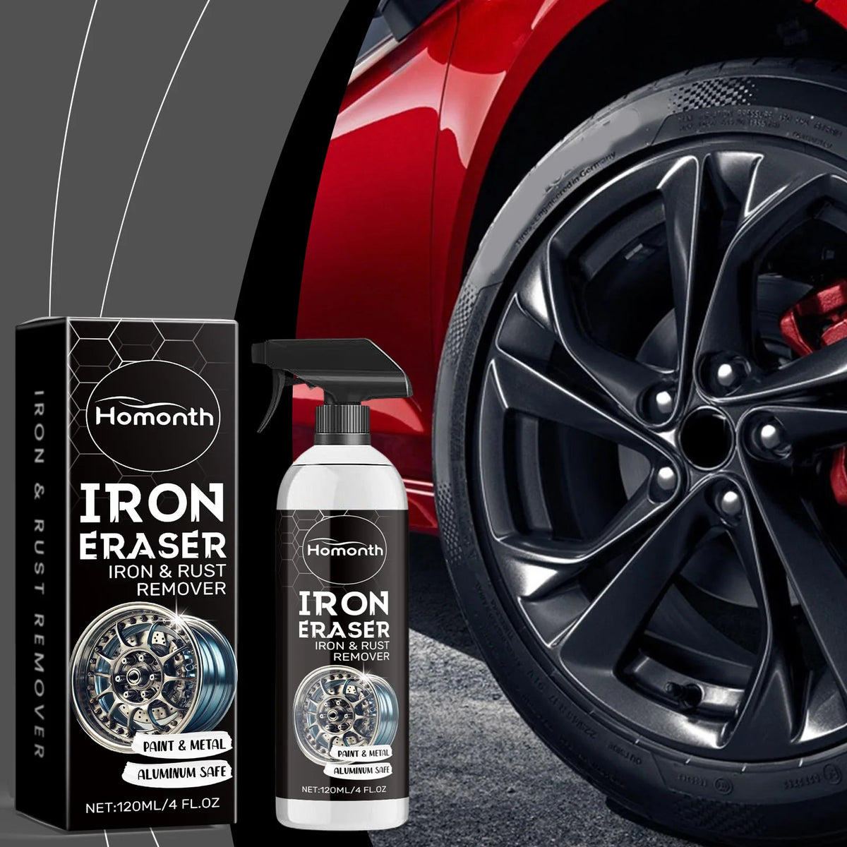 Car Rust Remover Spray Fast Acting Clean Alloy Rim Tire Stains Remove Rust Dirt Restore Original Shine Car Detail Polish Cleaner