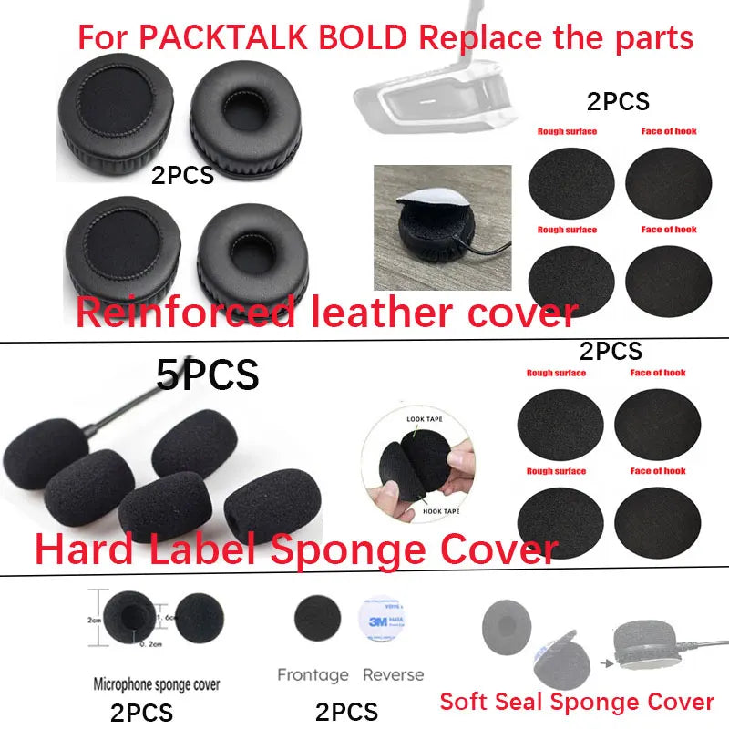 For Cardo PACKTALK BOLD motorcycle helmet Bluetooth intercom Replace the sponge leather accessories