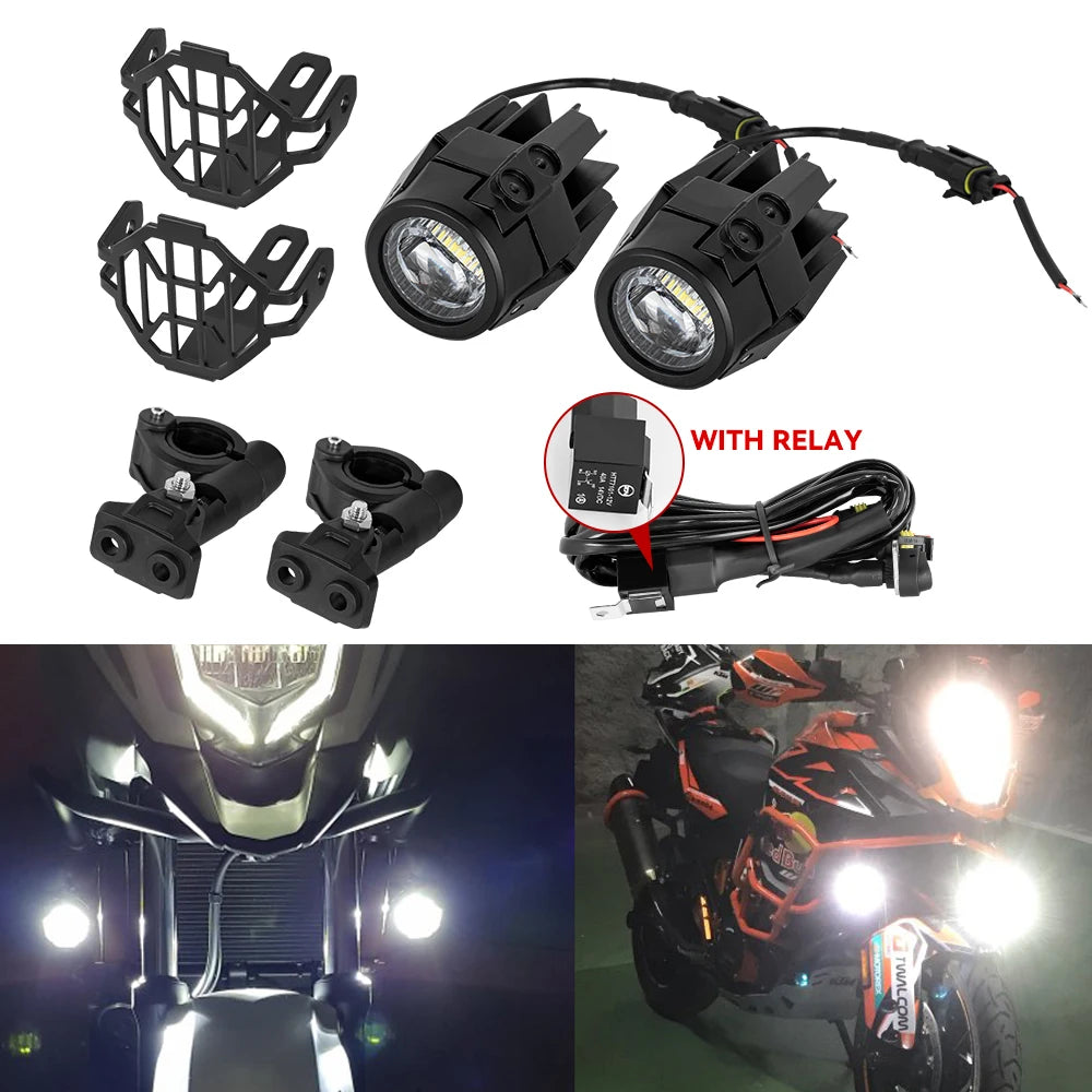 Auxiliary Lights LED Spot Driving Fog Lights for R1200GS F800GS K1600 Universal Motorcycle 40W 6000K Fog Lamps