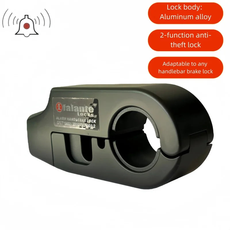 Falante 110db Anti-Theft Alarm Motorcycle Handlebar Lock Aluminum Alloy Brake Grip Lock Adjustable Bicycle Security Equipment