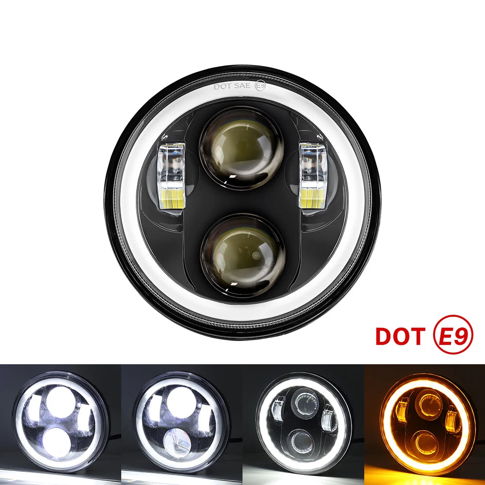 For Harley Indian Scout Honda Universal 5 3/4 Inch 5.75" Led Car Motorcycle Headlight H4 Phare Farol Moto Headlamp Head Light