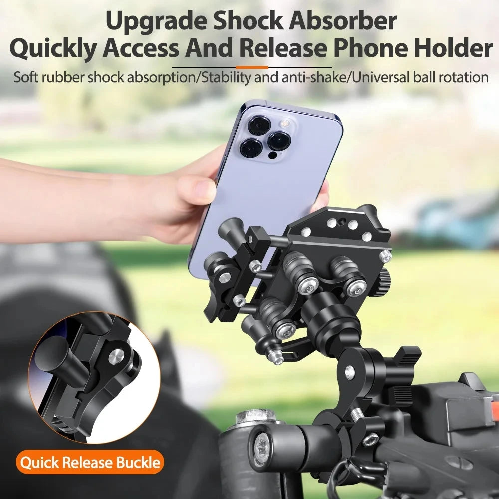 Metal Alloy Motorcycle Mobile Stand High Quality With Shock Absorber Bike Motorcycle Cell Phone Holder Motos Navigation Bracket